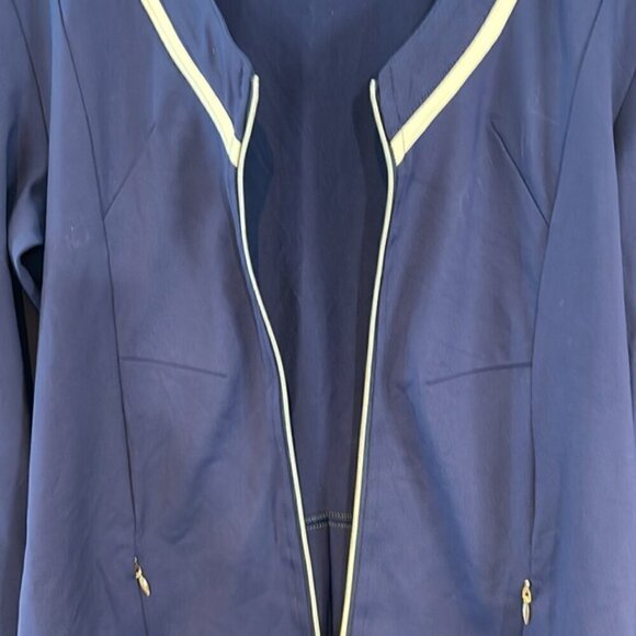 Pure lime navy blue/white piping fitness/tennis zip jacket with pleats size XS - Picture 8 of 8
